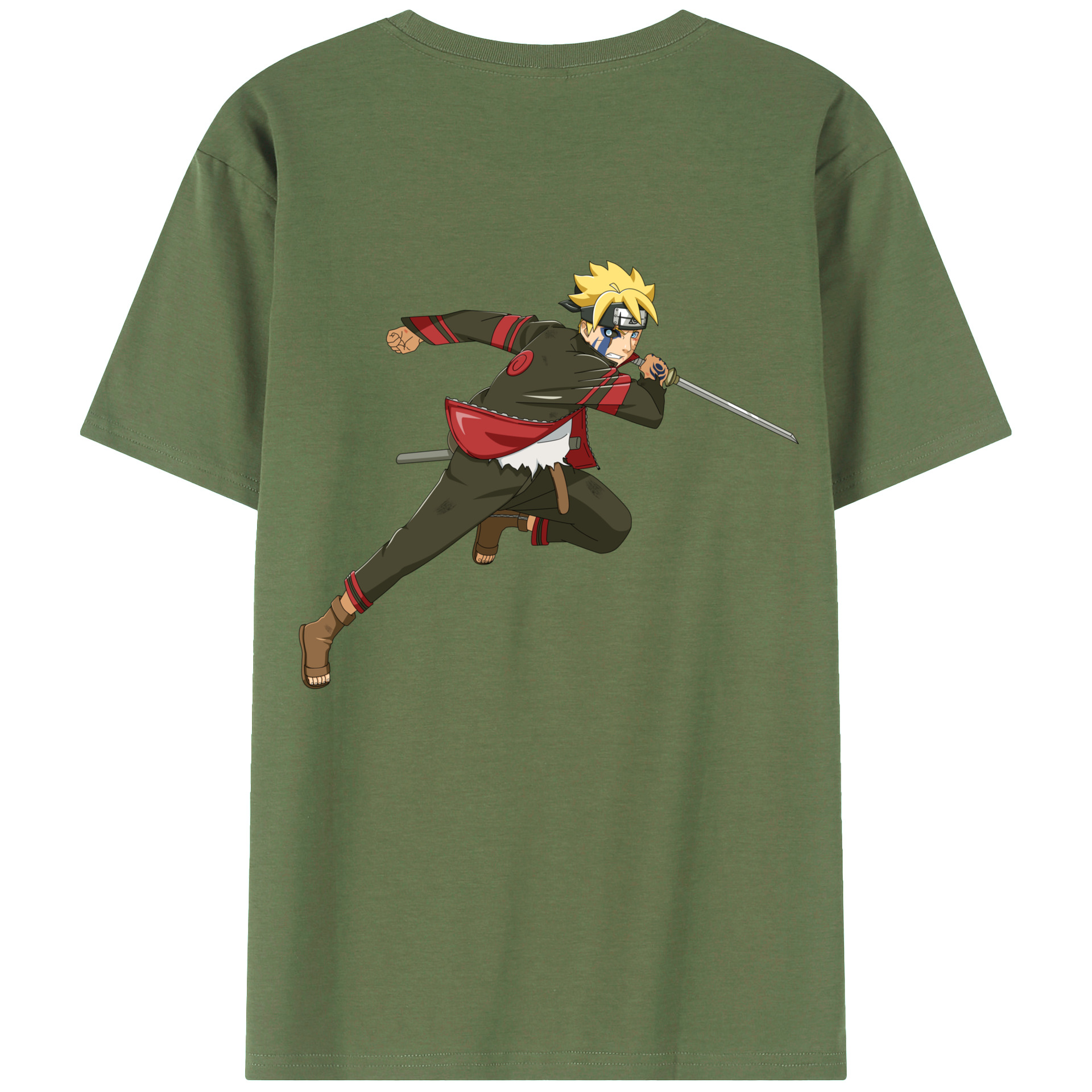 （画像用） NARUTO -ナルト- うずまき ボルト Uzumaki Boruto 綿100％ メンズ半袖Tシャツ（バックプリント） 通気性